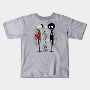 Emo Ghost Sad Character in Love Anti Valentine's Day Kids T-Shirt